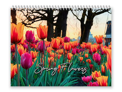 Spring Flowers 2027 wall calendar front cover wall calendar mockup
