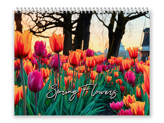 Spring Flowers 2027 wall calendar front cover wall calendar mockup