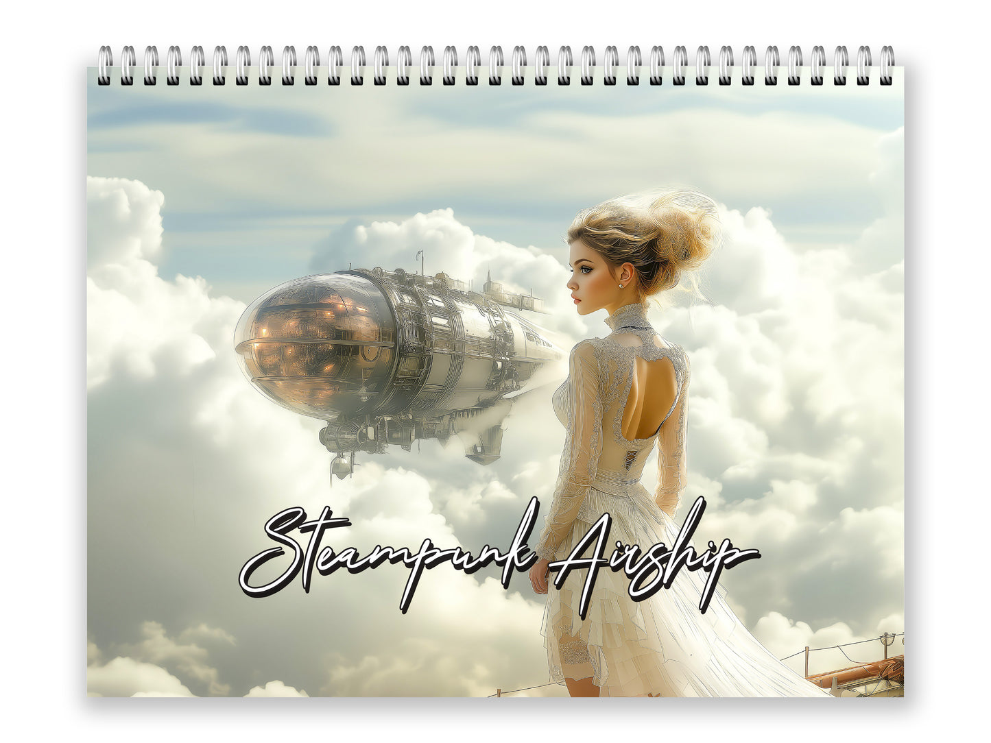 Steampunk Airship 2027 wall calendar front cover wall calendar mockup