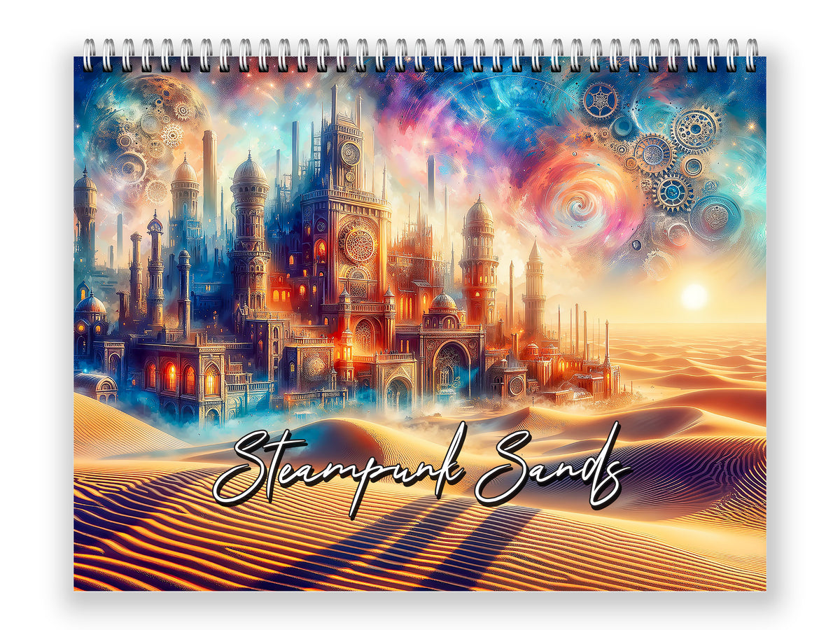 Steampunk Sands 2027 wall calendar front cover wall calendar mockup