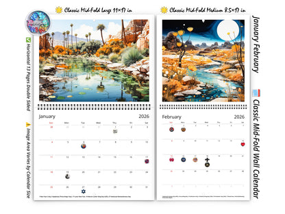 2026 Surreal Canyon Wall Calendar by Kaleidoscope Artisan – Desert Dreams with Holidays