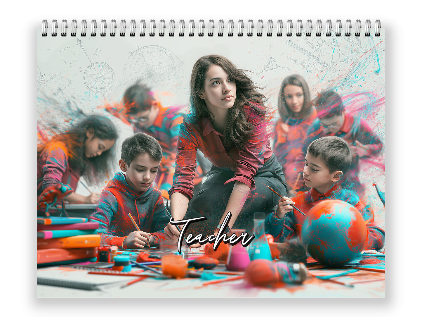 Teacher 2027 wall calendar front cover wall calendar mockup