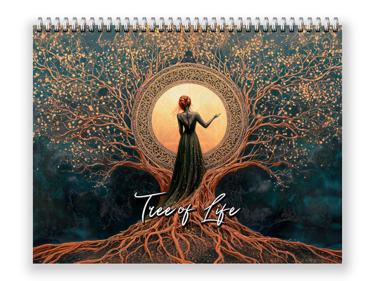 Tree of Life by Kaleidoscope Artisan - Enchanting Mystical Designs with Holidays 2027 wall calendar front cover wall calendar mockup
