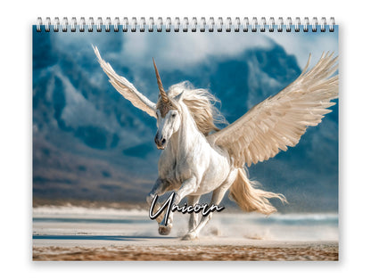 2027 Unicorn Wall Calendar by Kaleidoscope Artisan – Mystical Grace with Holidays