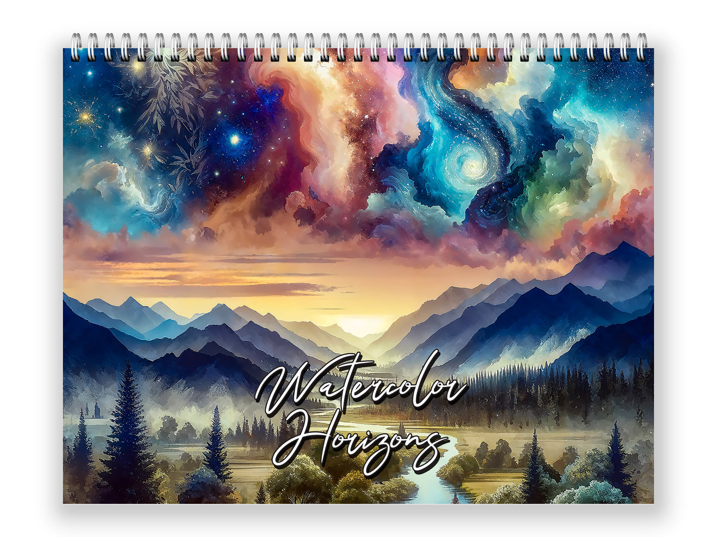 Watercolor Horizons 2027 wall calendar front cover wall calendar mockup