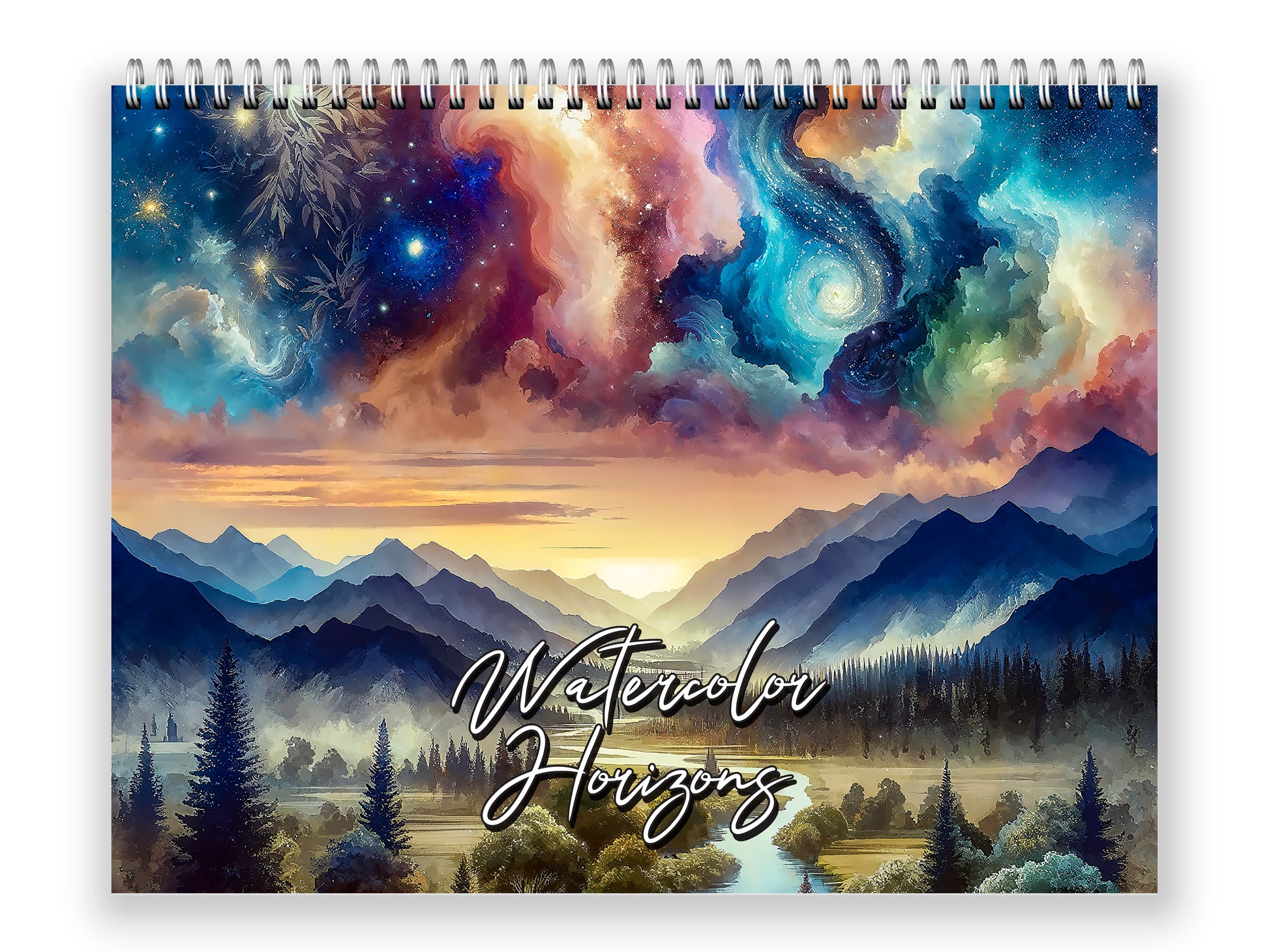 Watercolor Horizons 2027 wall calendar front cover wall calendar mockup
