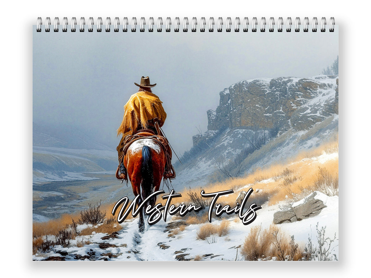 Western Trails 2027 wall calendar front cover wall calendar mockup