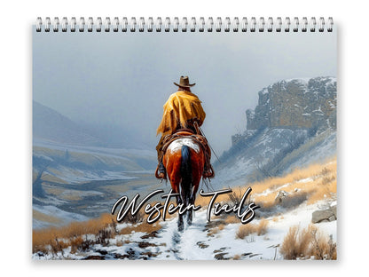 2027 Western Trails Wall Calendar by Kaleidoscope Artisan – Captivating Cowboy Landscapes with Holidays