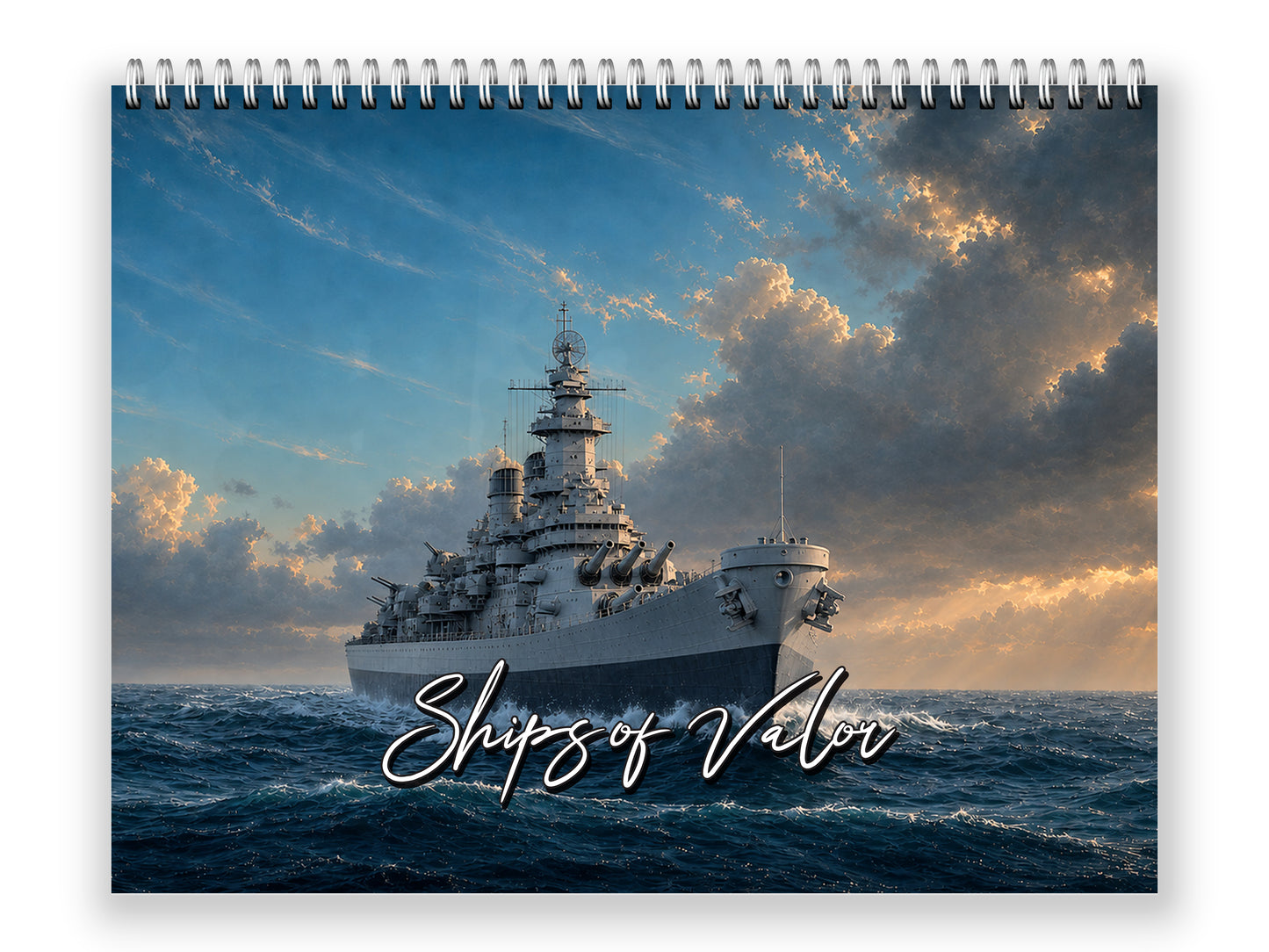 WWII Ships of Valor 2027 wall calendar front cover wall calendar mockup