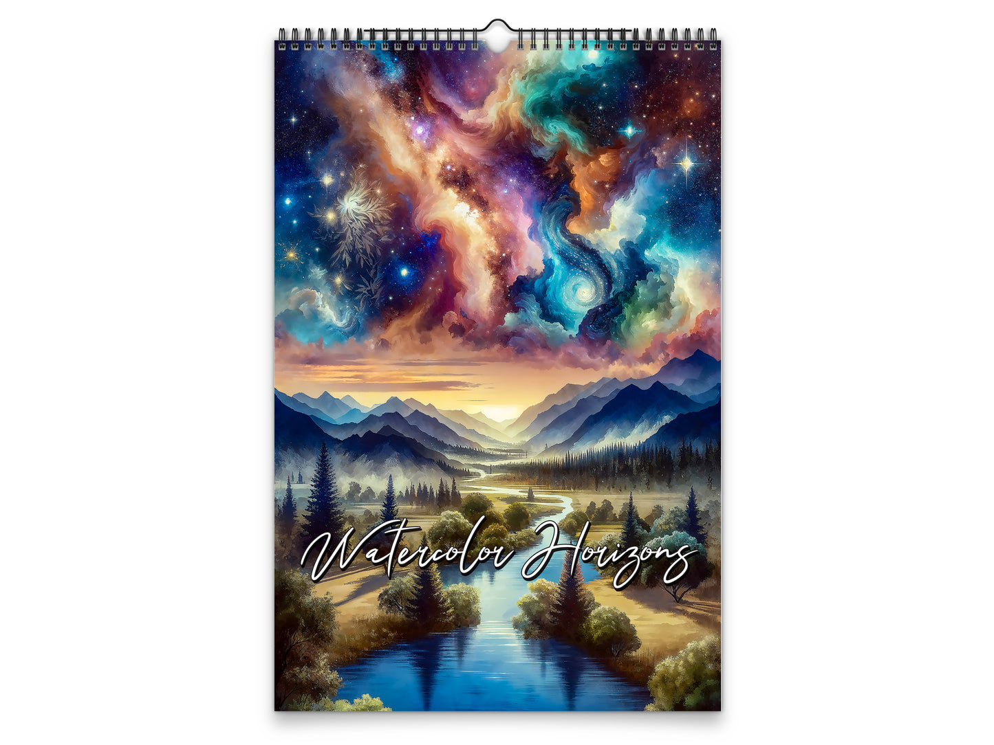 2027 Watercolor Horizons Wall Calendar by Kaleidoscope Artisan – Ethereal Landscape Art with Holidays