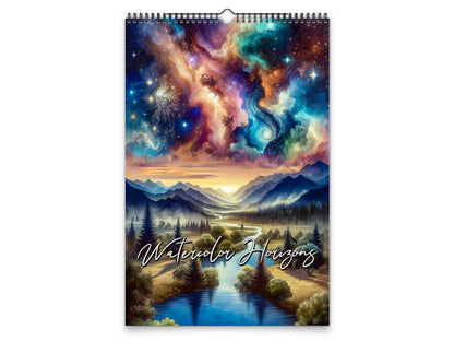 2027 Watercolor Horizons Wall Calendar by Kaleidoscope Artisan – Ethereal Landscape Art with Holidays
