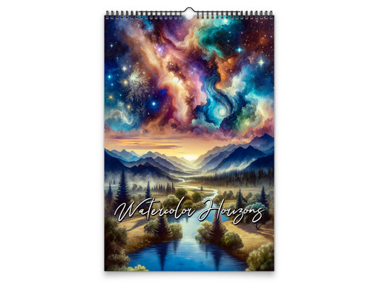 2027 Watercolor Horizons Wall Calendar by Kaleidoscope Artisan – Ethereal Landscape Art with Holidays