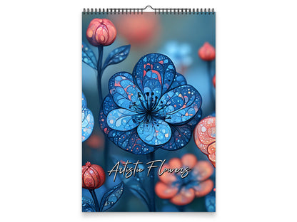 Artistic Flowers 2027 wall calendar portrait cover view
