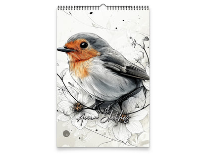 Avian Sketches 2027 wall calendar portrait cover view