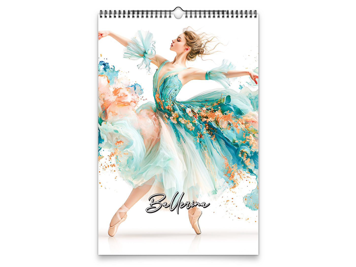 2027 Ballerina Wall Calendar by Kaleidoscope Artisan – Graceful Watercolor Motion with Holidays