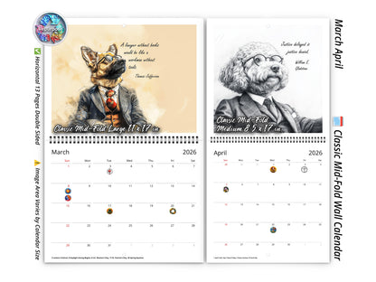 2026 Canine Counsel Wall Calendar by Kaleidoscope Artisan – Wisdom in Fur with Holidays