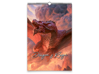 2027 Dragon’s Reign Wall Calendar by Kaleidoscope Artisan – Ancient Fire with Holidays