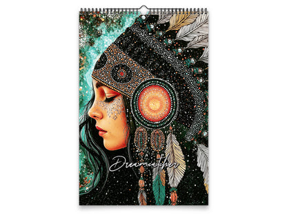 2027 Dreamcatcher Wall Calendar by Kaleidoscope Artisan – Mystical Spirit with Holidays