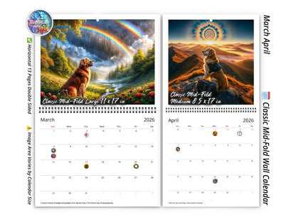 2026 Golden Retriever Wall Calendar by Kaleidoscope Artisan – Joyful Dog Art with Holidays