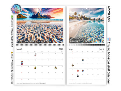 2026 Sands of Bora Bora Wall Calendar by Kaleidoscope Artisan – Tropical Escapes with Holidays