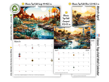 2026 Surreal Canyon Wall Calendar by Kaleidoscope Artisan – Desert Dreams with Holidays