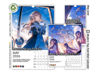 2026 Anime Illuminated Tales Wall Calendar by Kaleidoscope Artisan – Enchanting Anime Art with Holidays