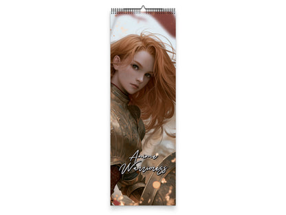 Anime Warrioress by Kaleidoscope Artisan - Mythic Guardians with Holidays 2027 wall calendar slim calendar cover view