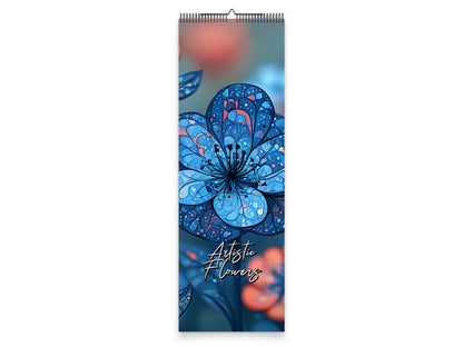 Artistic Flowers 2027 wall calendar slim calendar cover view
