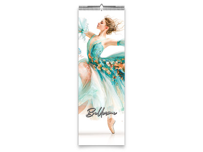2027 Ballerina Wall Calendar by Kaleidoscope Artisan – Graceful Watercolor Motion with Holidays