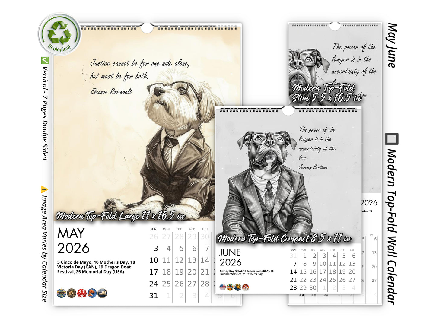 2026 Canine Counsel Wall Calendar by Kaleidoscope Artisan – Wisdom in Fur with Holidays