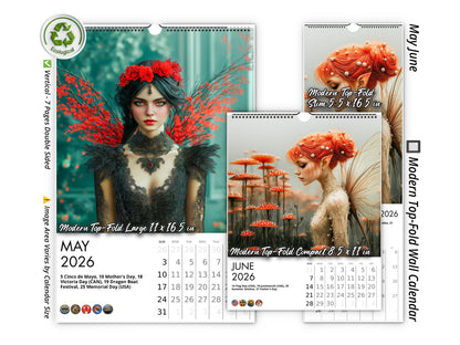 2026 Fairy Dream Wall Calendar by Kaleidoscope Artisan – Enchanting Fantasy Fairies with Holidays