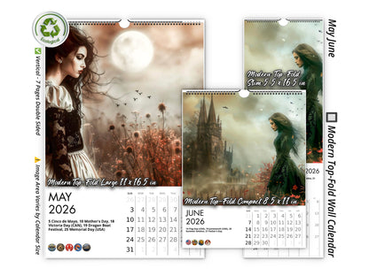2026 Gothic Dream Wall Calendar by Kaleidoscope Artisan – Enigmatic Elegance with Holidays