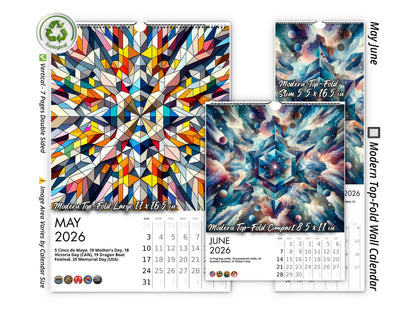 2026 Kaleidoscopic Art Wall Calendar by Kaleidoscope Artisan – Colorful Harmony with Holidays