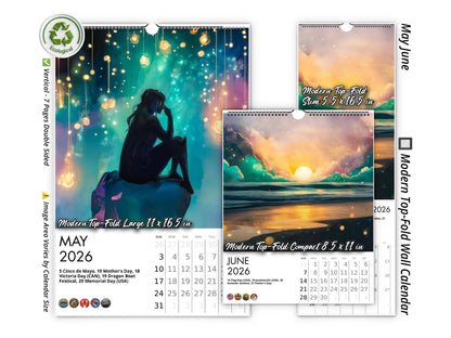 2026 Mystical Twilight Wall Calendar by Kaleidoscope Artisan – Enchanting Dreamscapes with Holidays