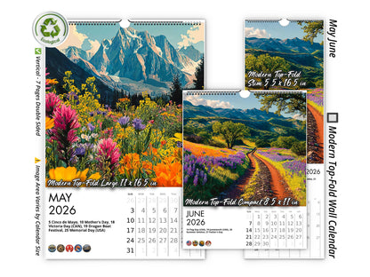 2026 Spring Flowers Wall Calendar by Kaleidoscope Artisan – Artistic Floral Landscapes with Holidays