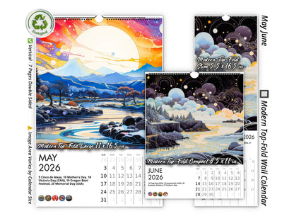2026 Surreal Horizons Wall Calendar by Kaleidoscope Artisan – Mystical Realms with Holidays