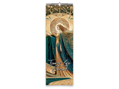 Decorative wall calendar with artistic design on a white background
