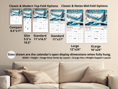 2027 Alaska Embrace Wall Calendar by Kaleidoscope Artisan – Winter Serenity with Holidays