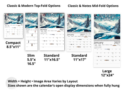 2027 Alaska Embrace Wall Calendar by Kaleidoscope Artisan – Winter Serenity with Holidays
