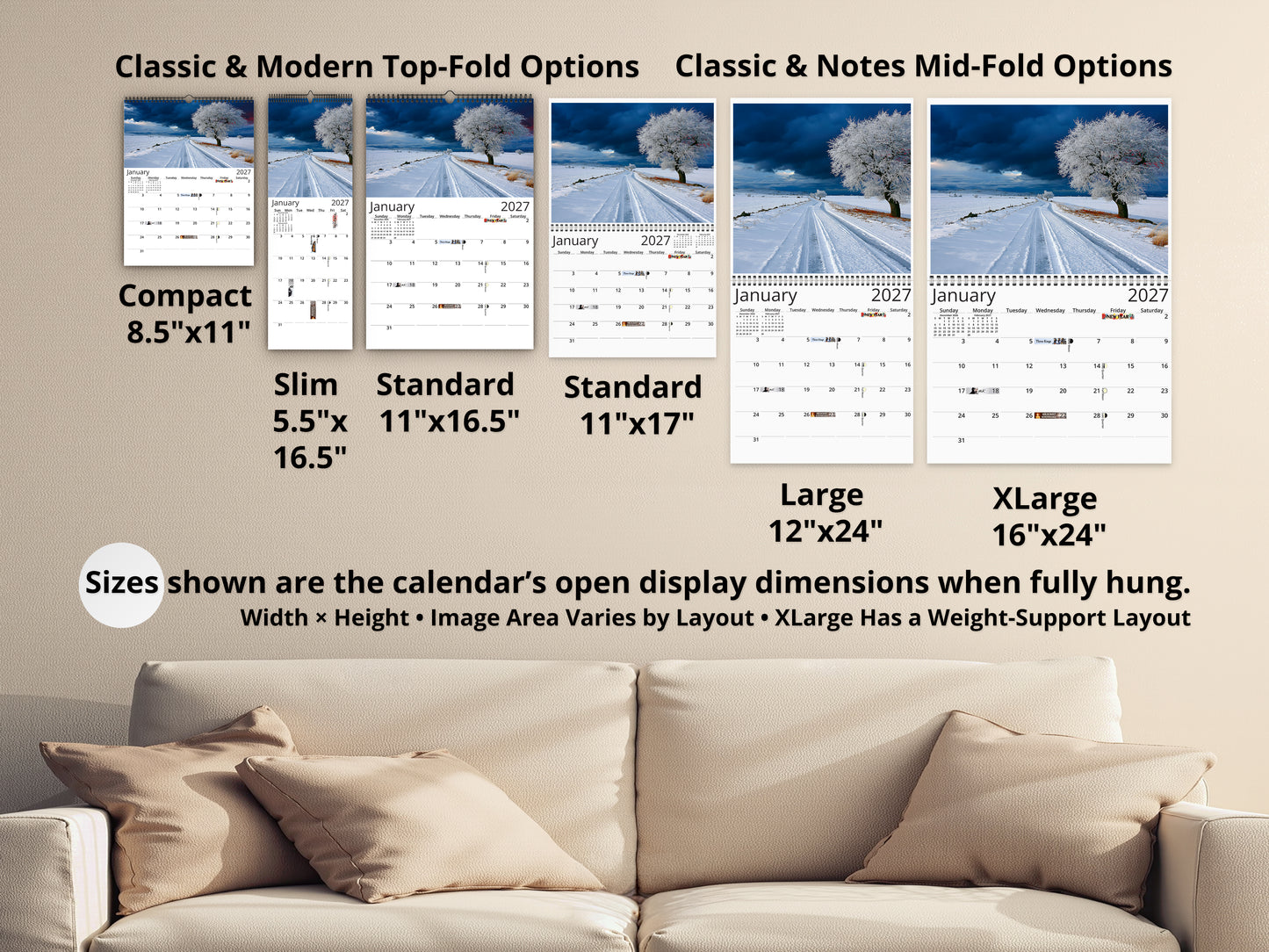 2027 Solitude Wall Calendar by Kaleidoscope Artisan – Peaceful Paths with Holidays