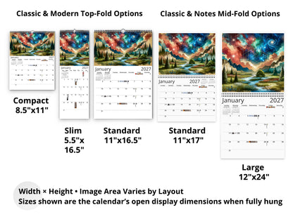 2027 Watercolor Horizons Wall Calendar by Kaleidoscope Artisan – Ethereal Landscape Art with Holidays