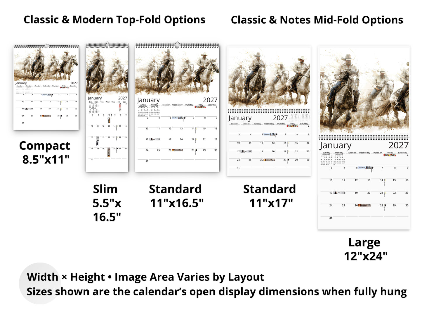 2027 Wild Frontier Wall Calendar by Kaleidoscope Artisan – Untamed Beauty with Holidays