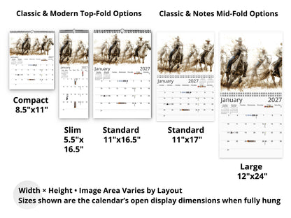2027 Wild Frontier Wall Calendar by Kaleidoscope Artisan – Untamed Beauty with Holidays