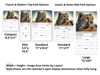 2027 African Wildlife Wall Calendar by Kaleidoscope Artisan – Nature's Majesty with Holidays