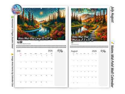 2026 Alaska's Autumn Wall Calendar by Kaleidoscope Artisan – Nature’s Tranquility with Holidays
