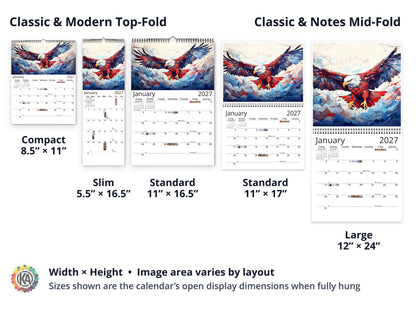 Alaska Wildlife 2027 wall calendar layout and size options