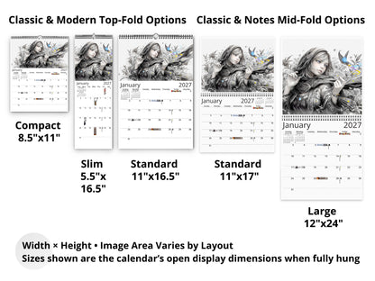 2027 Anime Enchantress Wall Calendar by Kaleidoscope Artisan – Fantasy Anime Art with Holidays