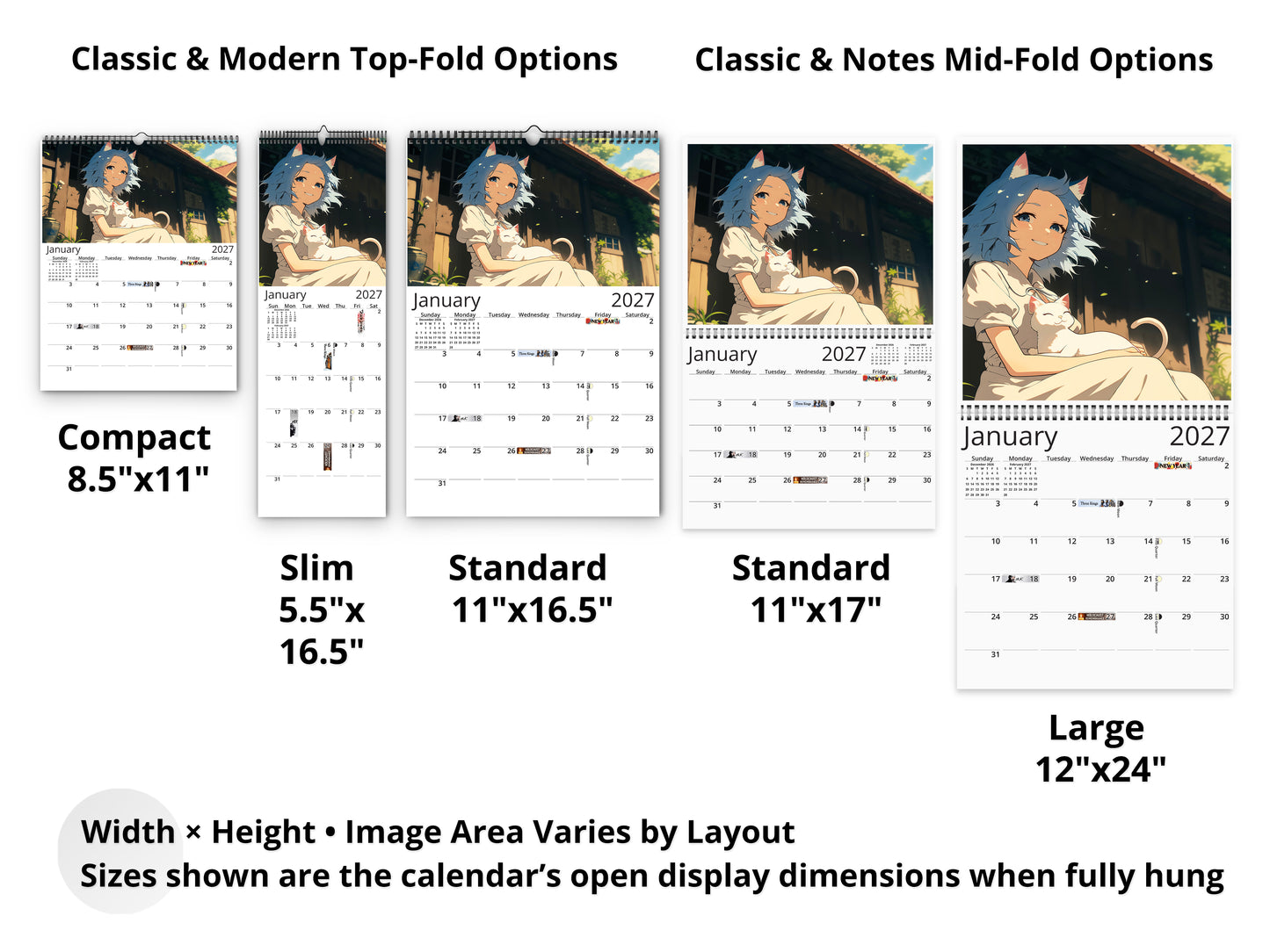 2027 Anime Life Wall Calendar by Kaleidoscope Artisan – A Year of Captivating Anime Art with Holidays