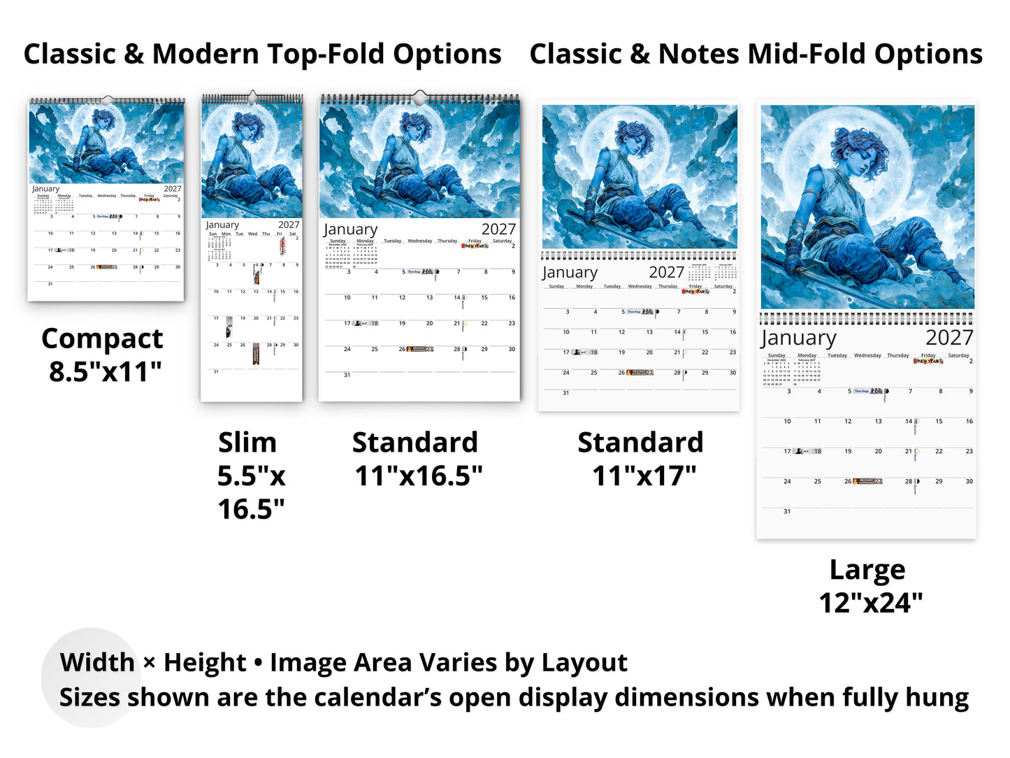2027 Anime Mystic Radiance Wall Calendar by Kaleidoscope Artisan – Celestial Guardian with Holidays