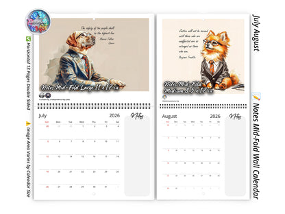 2026 Canine Counsel Wall Calendar by Kaleidoscope Artisan – Wisdom in Fur with Holidays